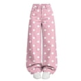 thumbnail image 2 of MLCDZ Girls Polka Dot Wide Leg Jeans Denim Elastic Waisted Stretchy Baggy Denim Pants Loose Casual Lightweight Go to School Holiday Trousers with Pockets, 2 of 10