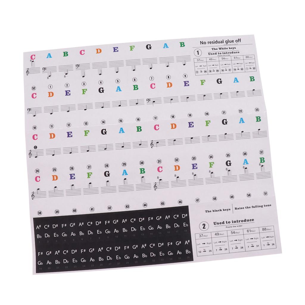 49/54/61/88 Key Piano Sticker Music Note Keyboard Labels for kids