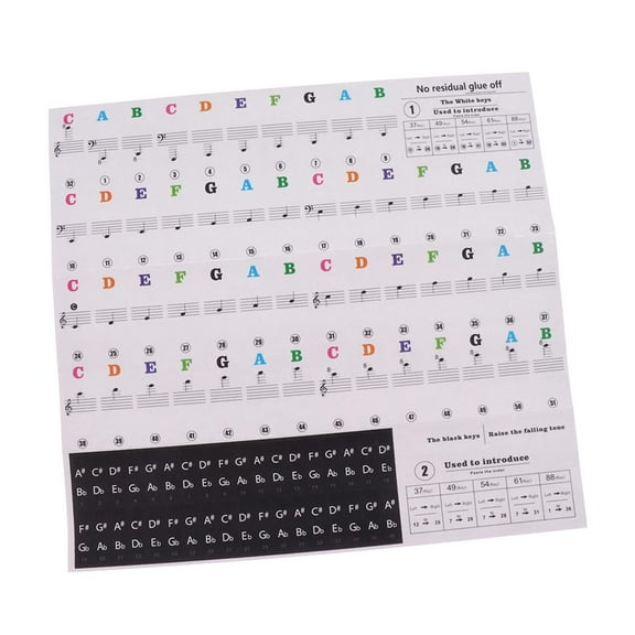 49/54/61/88 Key Piano Sticker Music Note Keyboard Labels for kids Multicolor