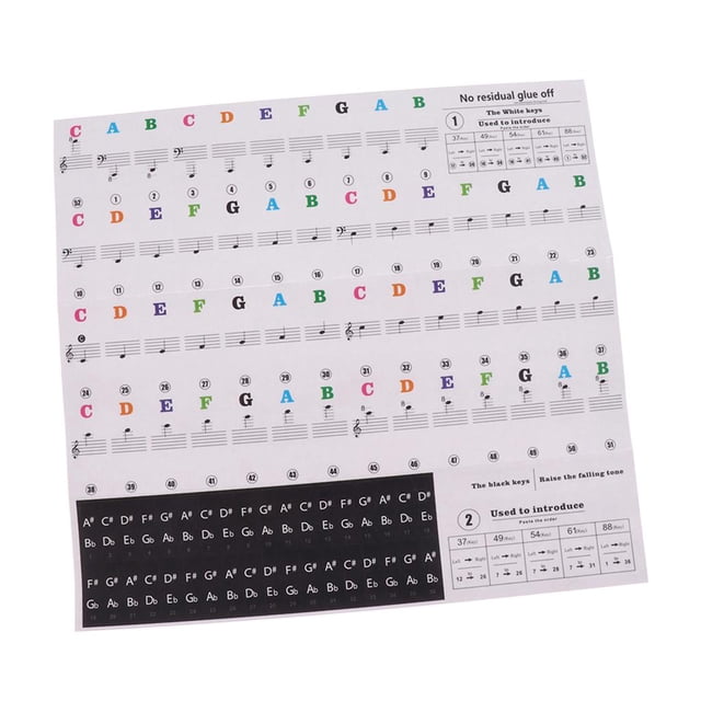 calcomanías con de para 49/54/61/ Multicolor shamjiam Etiqueta engomada del teclado del piano