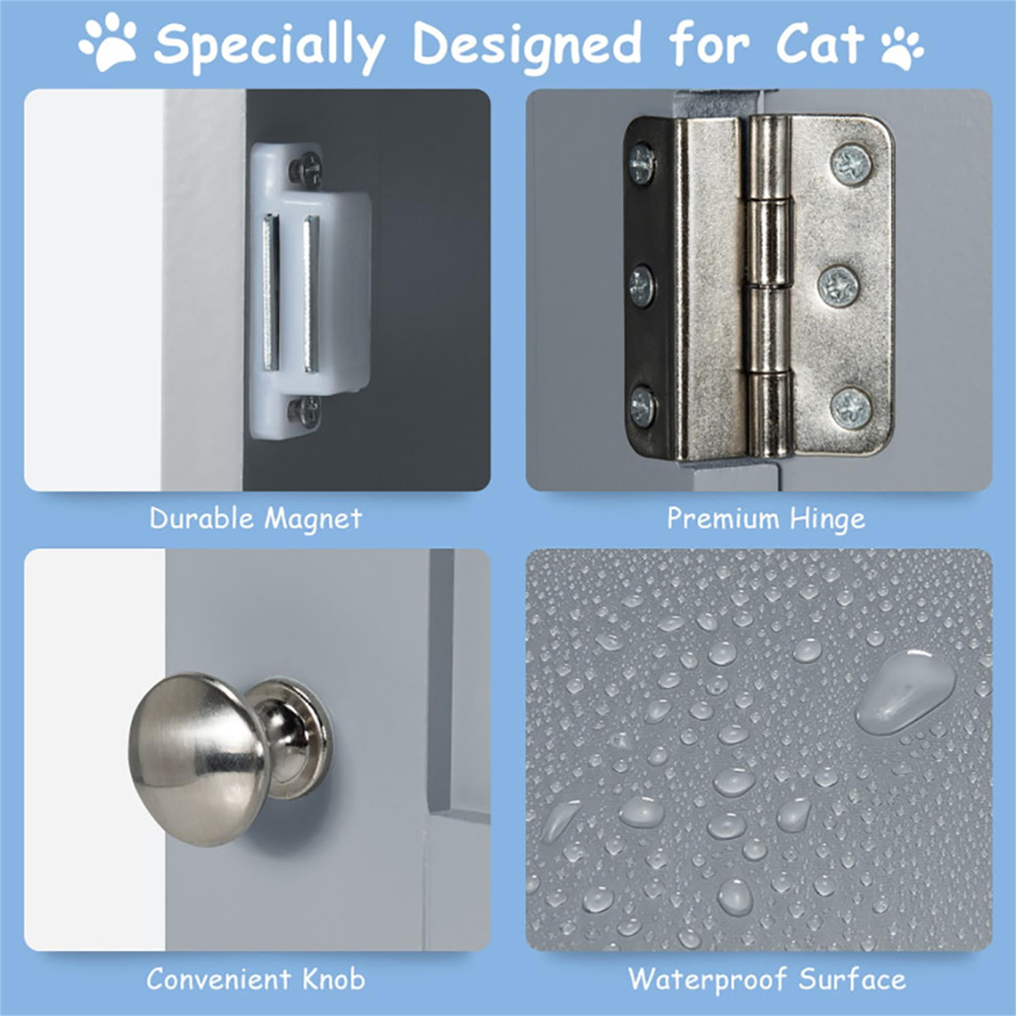 resenkos 36" 2-tier Cat House with Anti-toppling Device, Hidden Cat Litter Box Furniture, Gray