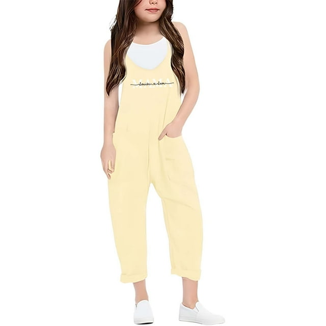Landzoo One Combinaison Décontractée Imprimée pour Filles (4Y 14Y) Mignonne Ample Confortable Pantalon Fille
