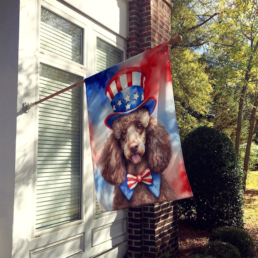 Poodle Patriotic American House Flag 28 in x 40 in