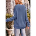 thumbnail image 4 of Soft Ribbed Knit Pocket Sweater Top Relaxed Loose Fit Oversized for Women Blue Large, 4 of 4