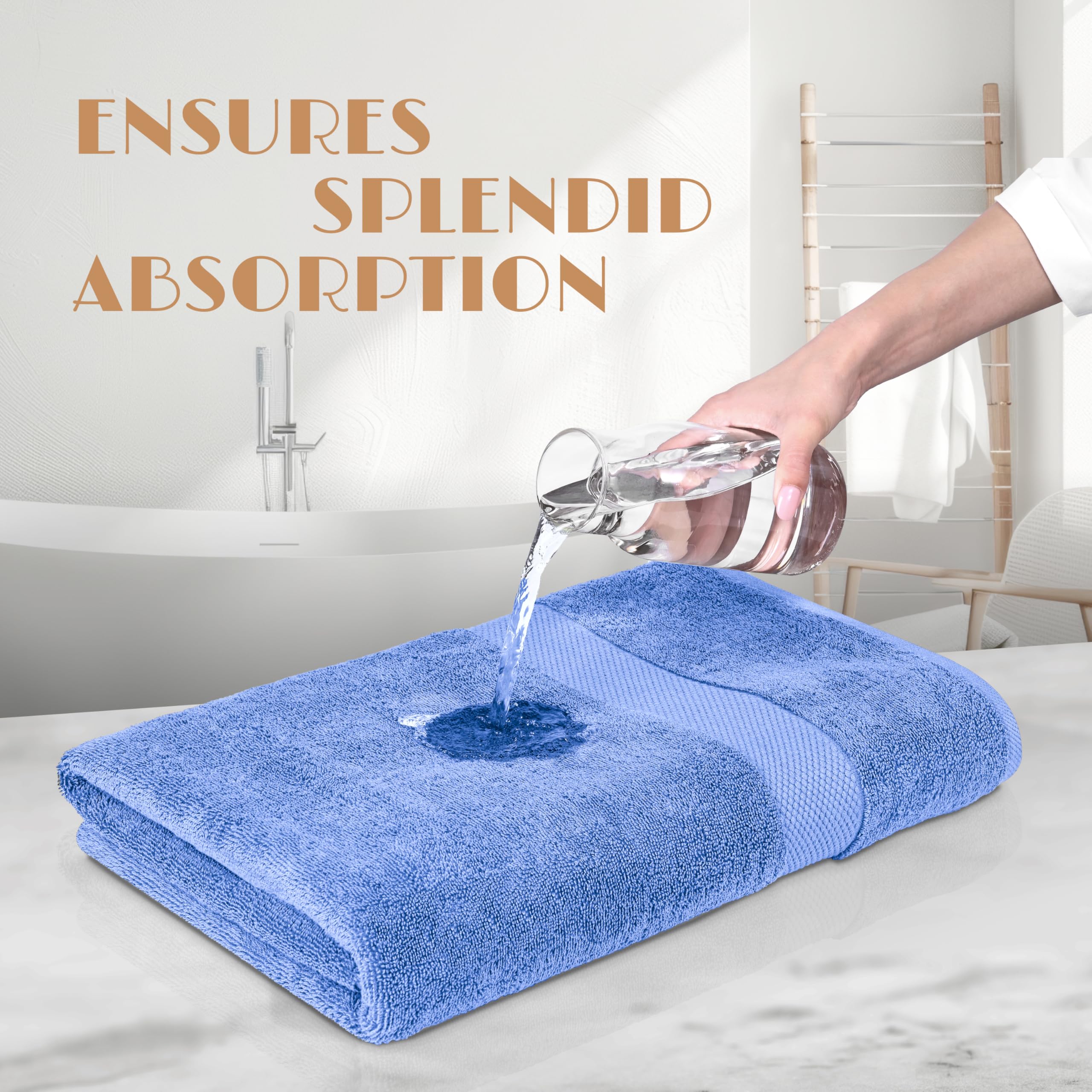 White Classic Luxury 650 Gsm Cotton Bath Sheet Towels, Extra Large Bathroom Towels Oversized, Light Blue, 35 x 70, 2 Pack