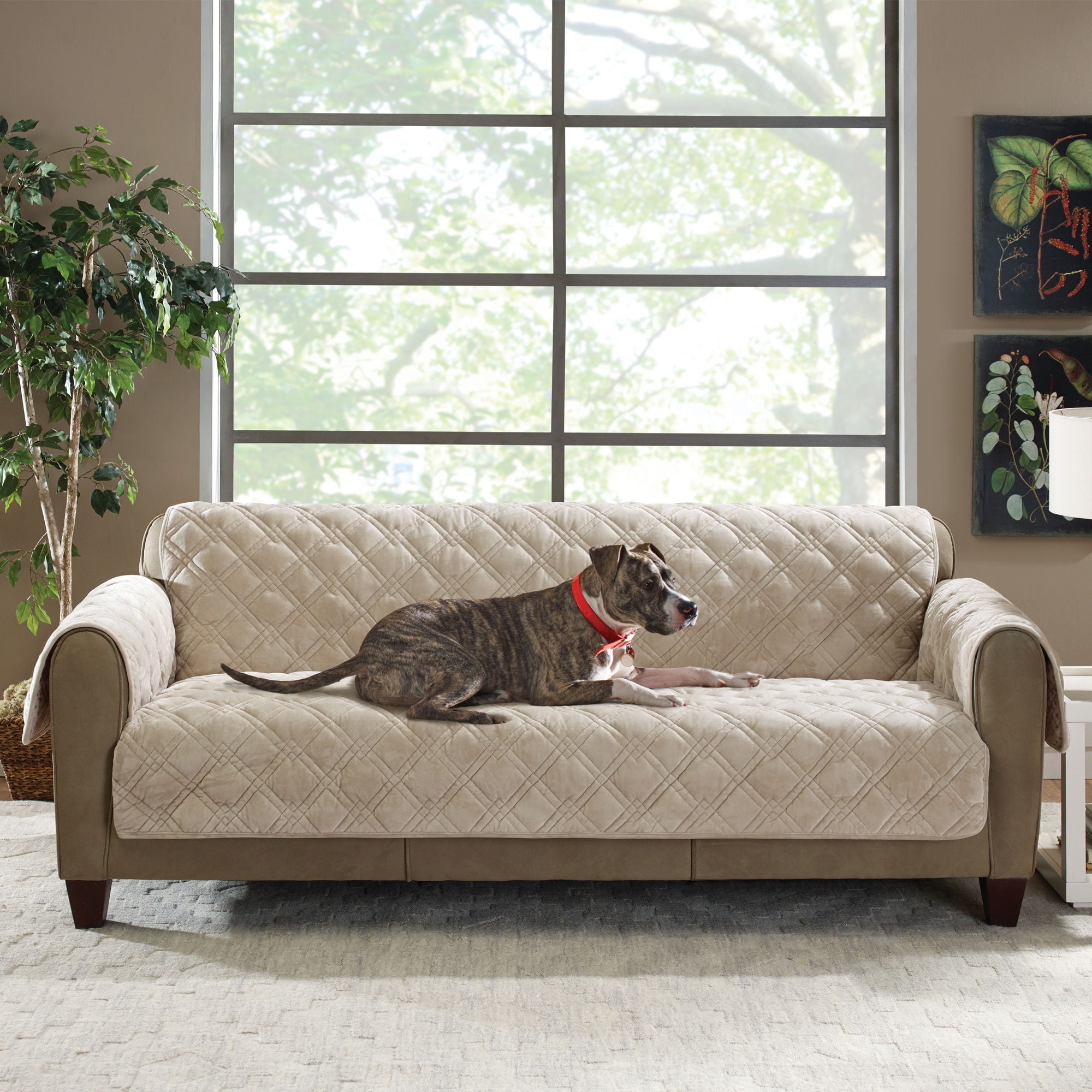 SureFit Plush Comfort Couch Cover w/NonSlip Backing