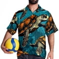 thumbnail image 4 of Turtle Seamless Men's Casual Printed Button Down Short Sleeve Beach Shirts, 4 of 6
