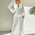 thumbnail image 5 of Efsteb Women's Beach Crochet Maxi Dress Summer Knit Hollow Out Long Sleeve Cover Ups Mesh Bathing Suit Vacation Swimwear (White,M), 5 of 7