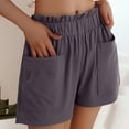thumbnail image 6 of Plebaso Womens Casual Shorts Elastic High Waist Knee Length Shorts Loose Summer Beach Shorts with Pockets, 6 of 7