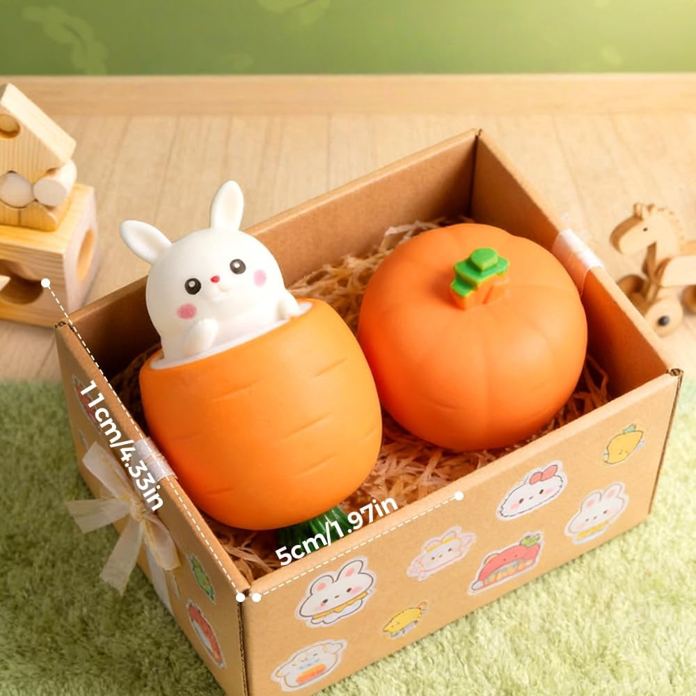 2026 New Easter Basket Essentials, Squeeze Toy Carrot Doll Pop-Up Carrot Bunny, Easter Rabbit Fidget Toy, Novelty Easter Gift for Basket Stuffers