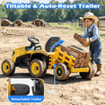 thumbnail image 5 of TOKTOO 24V Powered Ride on Tractor Max 4.3Mph w/ EVA Tires, Tippable Trailer, Remote Control, Tractor Ride on Toy for Kids-Yellow, 5 of 9