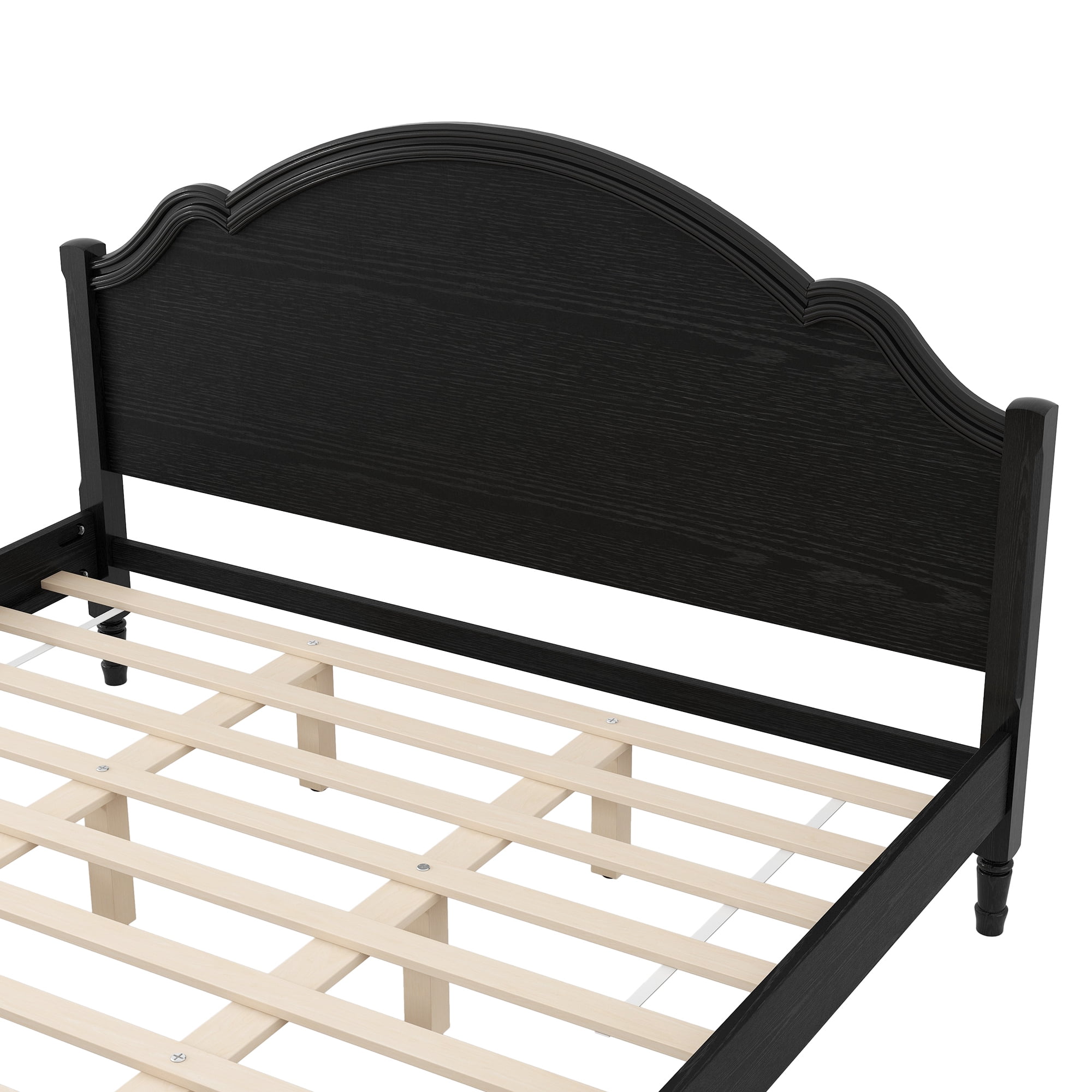 Euroco Wood King Size Platform Bed with Headboard, No Spring Box Needed, Black