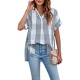 thumbnail image 2 of SAYOO , camisetas de manga corta para mujer, Color sólido/estampado, verano, cuello en V, blusas casuales sueltas, blusa, ropa de calle SAYOO Moda, 2 of 9