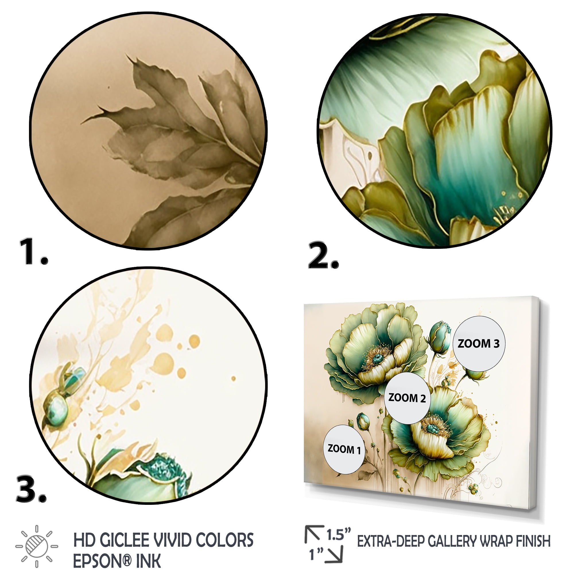 Designart Vibrant Green Poppy Flowers II Canvas Wall Art