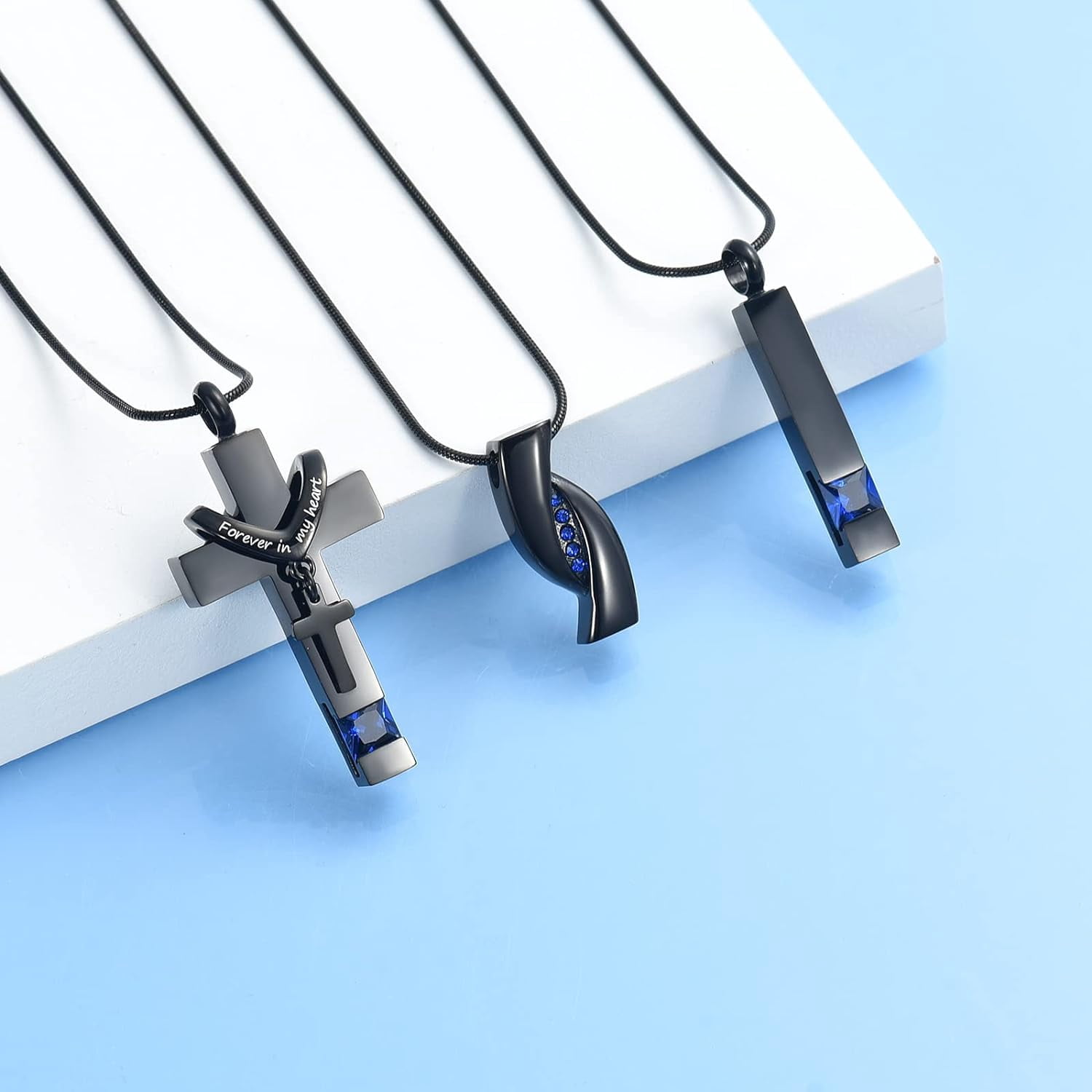 3 Pack Cremation Jewelry Urn Necklace for Ashes for Women Men, Cross Infinity Bar Urn Pendants for Human Ashes Adult Memorial Lockets Ash Jewelry
