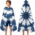 thumbnail image 3 of Blue Tie Dye Star Pattern Hooded Bath Towel，60"x35" for Ages 3 To 12 Kids, Quick Dry Lightweight Soft Microfiber Hood Beach Towel Cover Up for Kids, 3 of 7