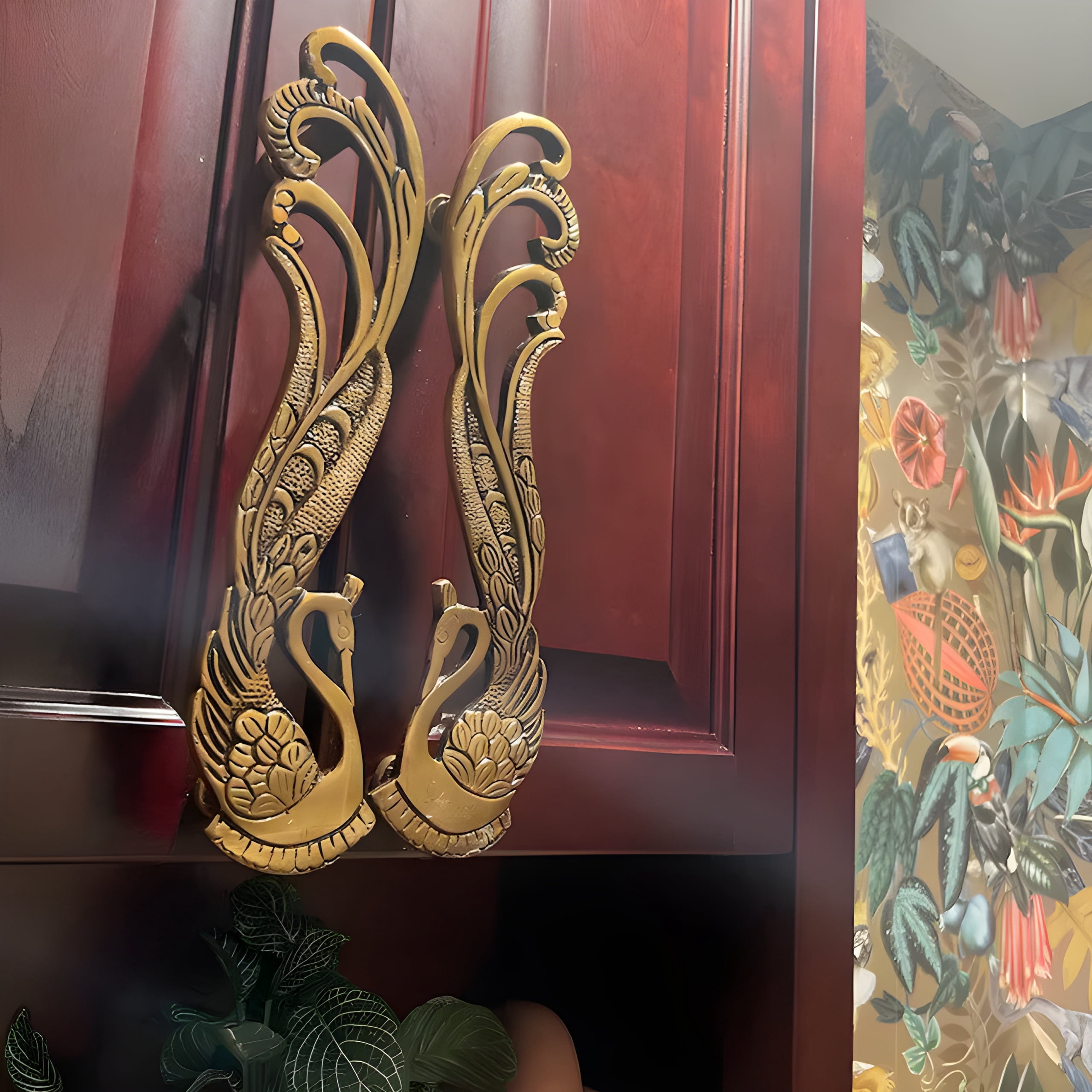 STYLENT DECOR Peacock Design Brass Door Handle Pair, Main Door Handles, Door Handles For Main Door, Material - Brass, Standard, Pack Of 2 Handles - Brass, Pull Handle (11 Inches Both Pair)