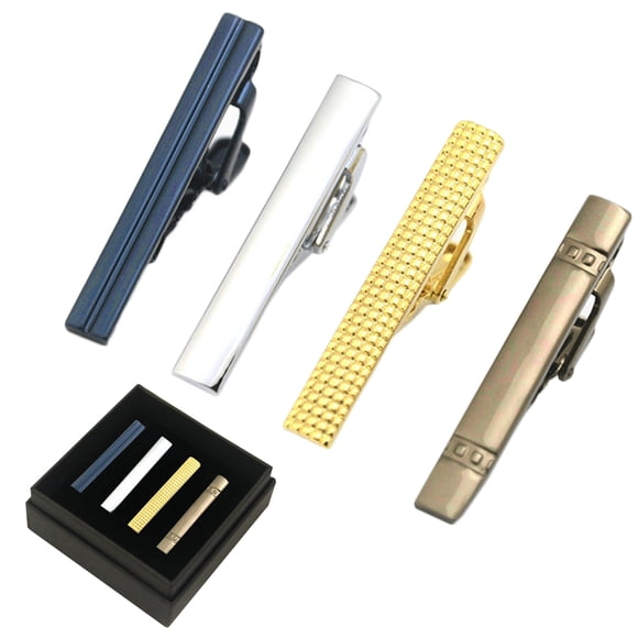 4PCS Tie Clip Fashion Assorted Tie Bar Clip Tie Clip Pin for Business Men