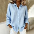 thumbnail image 2 of Sillenn Women's Plaid Button Down Collared Shirt Long Sleeve Gingham Checkered Blouse Dressy Casual Work Office Tunic Shirts Lightweight Loose Fit Boyfriend Tops Fall Going Out Outfits Light Blue S, 2 of 4