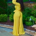 thumbnail image 6 of WTXUE Jumpsuits, Skort Long Sleeve A-Line V-Neck, Trousers Trousers Solid Vestidos Casuales Para Mujer Verano Maxi Women's Plus, Yellow Size 4XL, 6 of 9