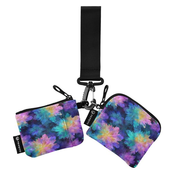 Women's Coin Purses Keychain Wallet Mini Zip Dual Pouch Wristlet Portable Coin Purse Small Wallets For Travel Sports Outdoors Purple Tie-dye