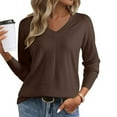 thumbnail image 2 of Fewfanhot Womens Sweaters V Neck Casual Knit Long Sleeve Tops Lightweight Pullover Clothes Fall Fashion Outfits, 2 of 9