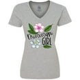 thumbnail image 3 of Inktastic Mississippi Girl Magnolia Flowers and Leaves Women's V-Neck T-Shirt, 3 of 5