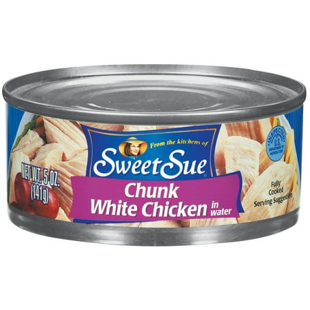 (4 Pack) SWEET SUE Premium Chunk White Chicken in Water, Gluten Free Snack, High Protein Snacks, 5oz can
