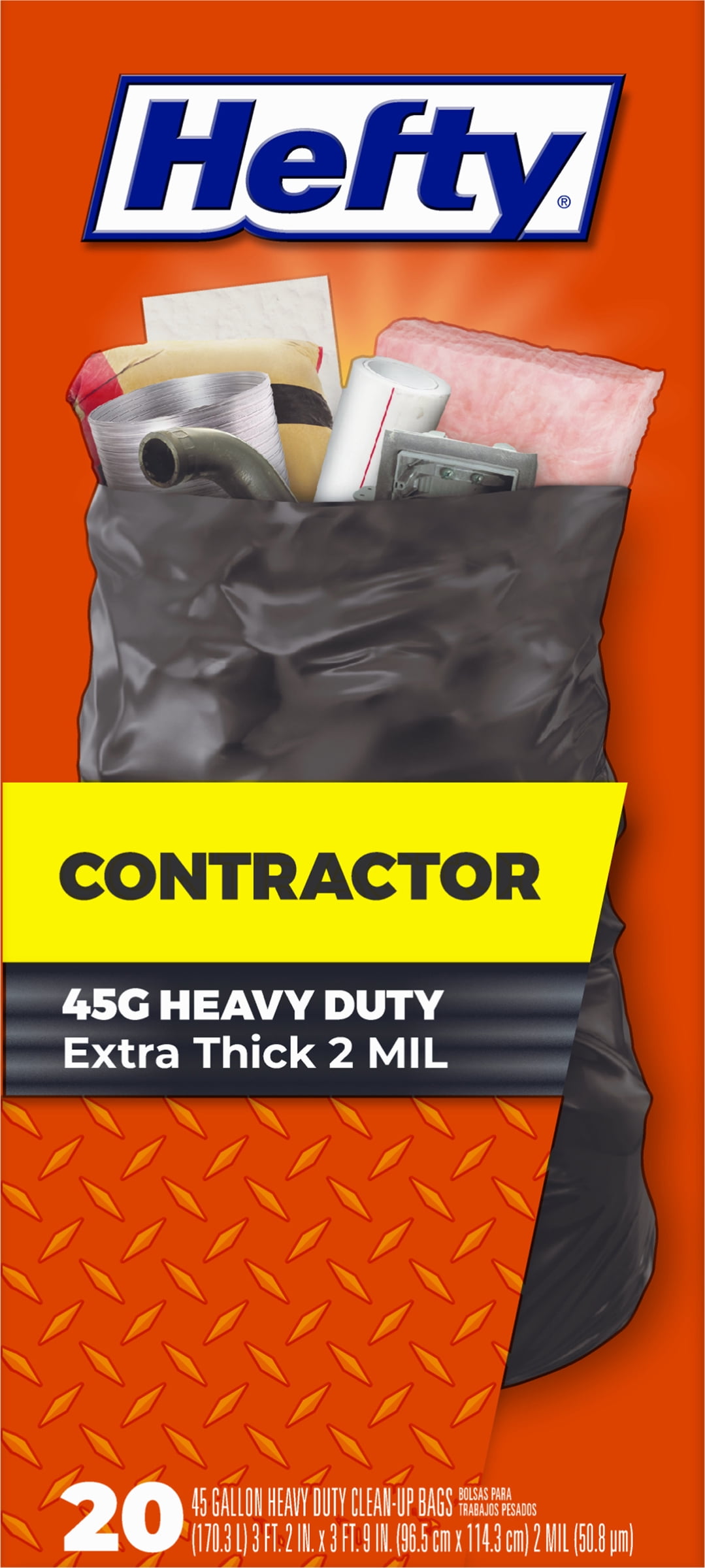 Hefty 45-Gallon Contractor Bags, 20-Count