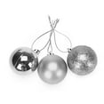 thumbnail image 2 of 2025 CISIL & 24-Count Christmas Tree Ornaments Shatterproof Multi-Textured Silver Balls 8cm 3.15In, 2 of 3