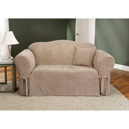 Better Homes and Gardens Soft Suede Sofa Slipcover, Taupe