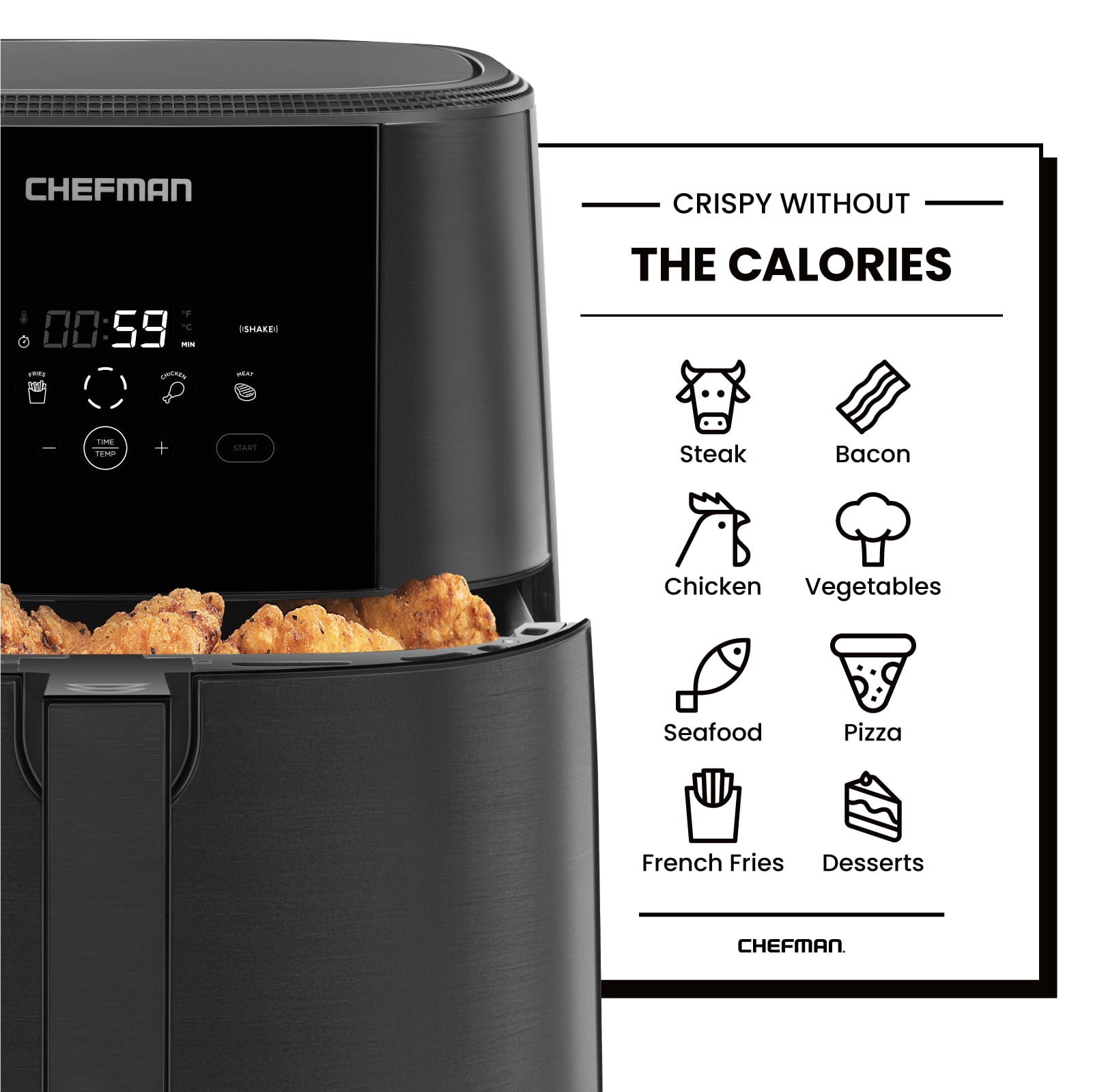 CHEFMAN RNAB08L89LS8S chefman small air fryer healthy cooking, nonstick,  user friendly and digital touch screen, w/ 60 minute timer & auto shutoff