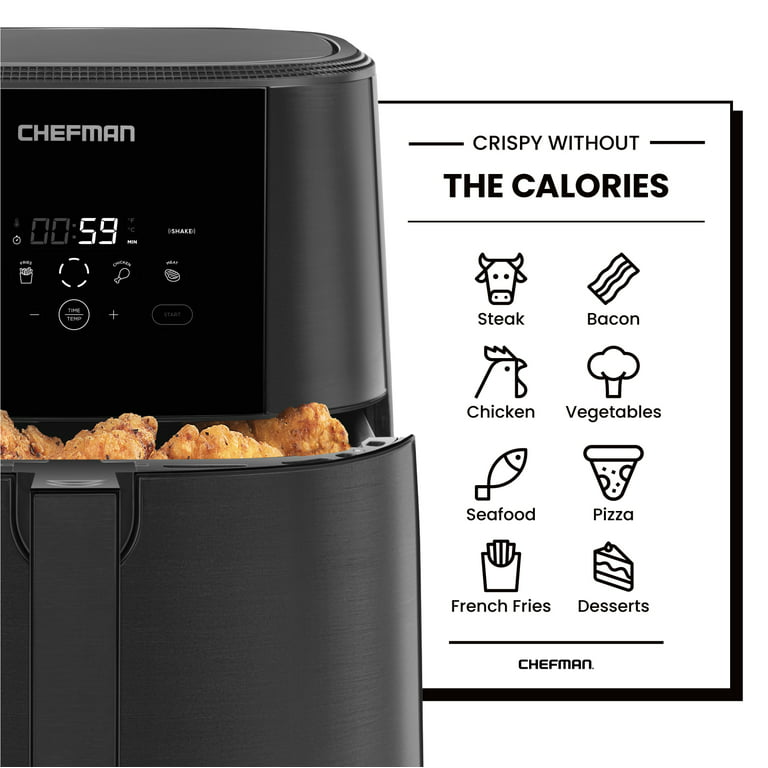 Chefman Digital Air Fryer, 5-Quart Capacity, Shake Reminder, Matte