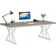 thumbnail image 5 of Finmind 71 Inch Executive Desk, Large Computer Office Desk, Modern Study Writing Table for Home Office (Grey/White), 5 of 6