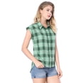 thumbnail image 2 of Camisa a cuadros Allegra K con cuello Abotonado y Puños Enrollados Verde XL, 2 of 5