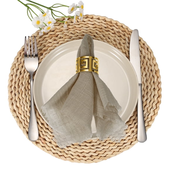 Uxcell 6Pcs Servilletas de Algodón y Lino, 13 x 13 Pulgadas, Lavables y Reutilizables, Decoración de Mesa Rústica para Bodas y Fiestas