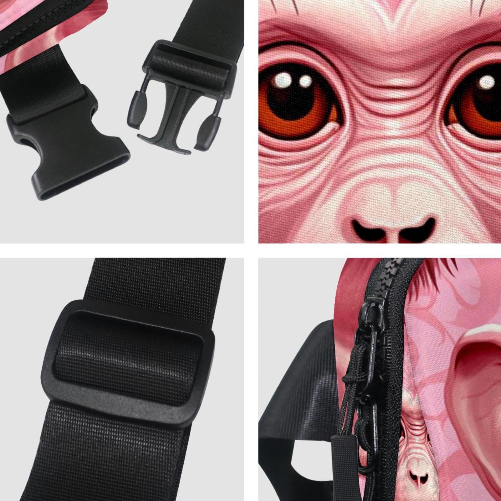 Pink monkey orangutan Lightweight Adjustable Waist Packs Crossbody Bag Fanny Pack with Extension Strap Unisex