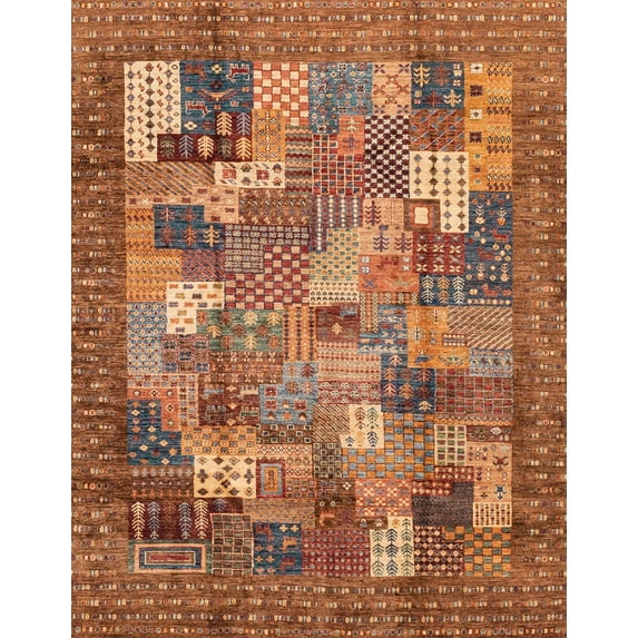 Ahgly Company Machine Washable Indoor Rectangle Abstract Bronze Brown Area Rugs, 5' x 7'