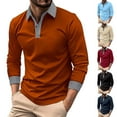 thumbnail image 3 of WTXUE Polos Long Sleeve, Lapel Golf Shirts for Men Spring Autumn Casual Button T Shirt Top Solid | Workwear for Men Orange L, 3 of 6