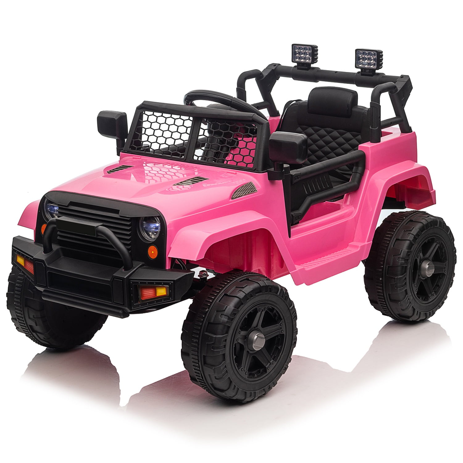 CIPACHO 12V Kids Ride On Truck Car Toy with Parent Remote Control, Spring Suspension, LED Lights, Pink
