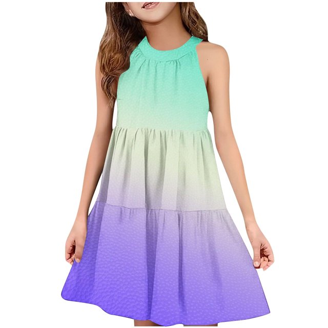 Robes d'Été Décontractées Robe d'Été Décontractée Filles Col Rond Sans Manches Robe Patchwork Robe Ludique Confortable Robe d'Été Décontractée Robes d'Été Mignonnes Robes d'Été Filles Robes d'Été