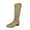 Khaki Low-Heeled Mid Calf Boots, variant on Winter Knee-Length Two-Way Boots, Solid Color Cuffed Mid-Calf Suede Boots, Thick Heel Pointed Toe, Stylish Casual Footwear for All Occasions