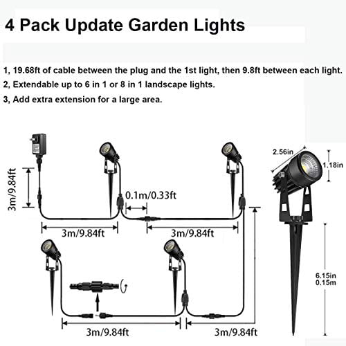 Landscape Lighting, GreenClick Extendable Garden Lights 4 Pack 12V Low  Voltage LED Metal Landscape Pathway Lights Warm White IP65 Waterproof  Electric Outdoor Spotlights for Driveway Yard Lawn Trees - Walmart.com