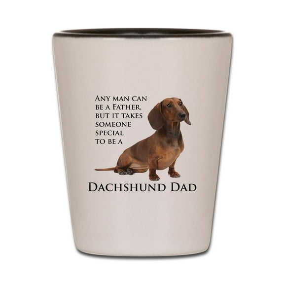 CafePress - Dachshund Dad - White/Black Shot Glass, Unique and Funny Shot Glass