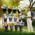 thumbnail image 3 of Flower Display Stand with 12 Buckets, Open Tier, 360° Wheels, Moving Florist Bouquet Shelf for Fresh Flower Shop, Flower Cart, Garden, Living Room, Event, 3 of 8