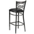 thumbnail image 6 of Flash Furniture HERCULES Series Silver Antique Finish with Clear Coat ''X'' Back Metal Restaurant Barstool - Black Vinyl Seat, 6 of 12