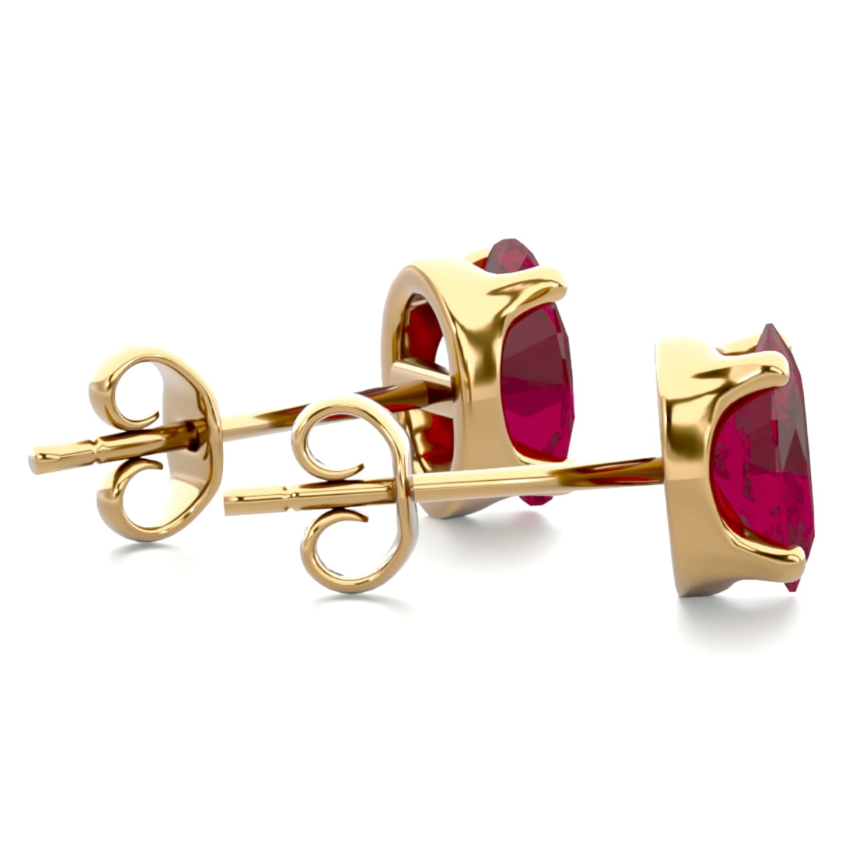 SuperJeweler 1 Carat Oval Shape Ruby Stud Earrings in 14K Yellow Gold Over Sterling Silver for Women