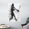 thumbnail image 1 of Black and White Tapestry, Abstract Artistic Illustration of a Baseball Player Posing Grunge, Wall Hanging for Bedroom Living Room Dorm Decor, 40W X 60L Inches, Charcoal Grey White, by Ambesonne, 1 of 2