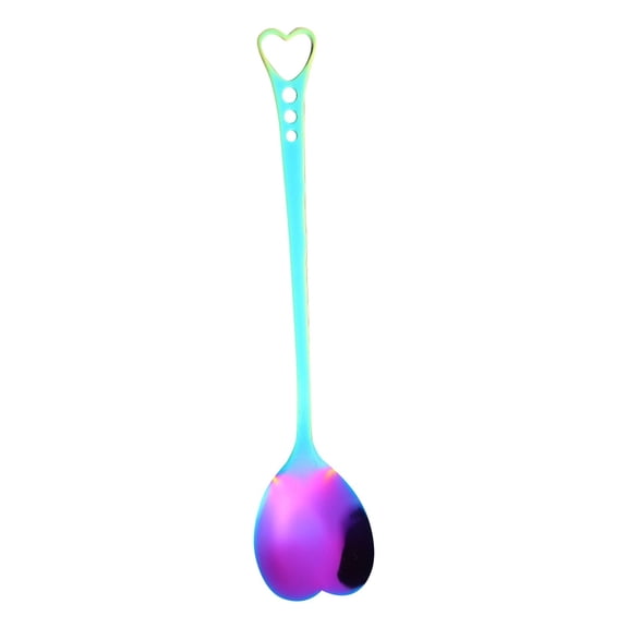Stainless Steel Table Spoon - Heart Shaped Hollow Stainless Coffee Spoons Multi Color Long Handle Dessert Spoons Tea Spoons For Afternoon Tea