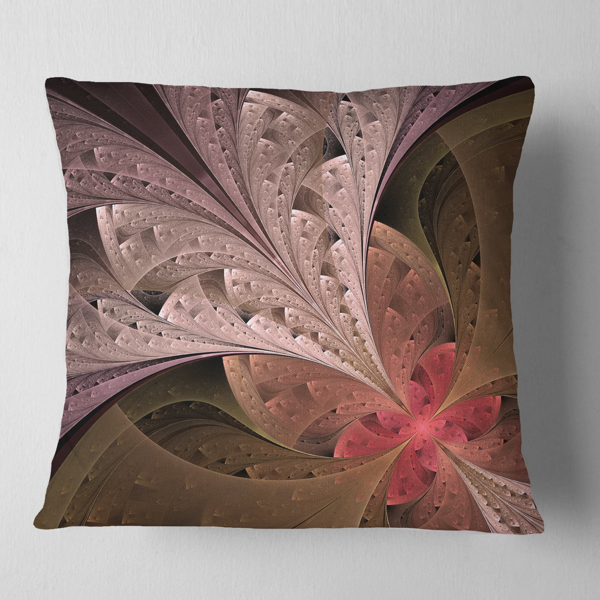 Designart 16" x 16" Brown Polyester Throw Pillow